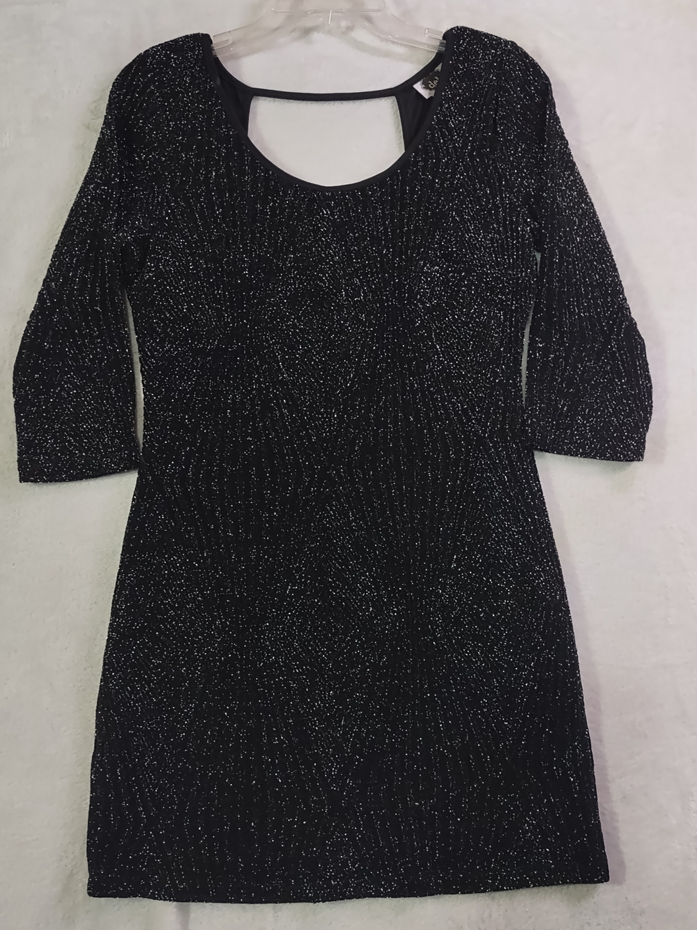 Vintage Deb Black Metallic Scoop-Back Mini Dress, Bodycon Y2K